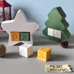 ホリデーデジタルカウントダウンオーナメントシリコンモールドクリスマスツリー五芒星オーナメント装飾石膏樹脂モールド