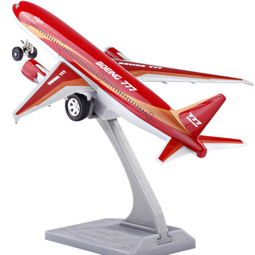 Simulated Boeing 777 passenger aircraft color amber alloy aircraft model Airbus sound and light pull back children and boys toys