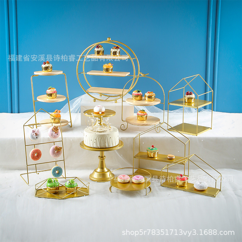 Fiesta de postre de hierro forjado europeo decoración de mesa de postre pastel bandeja de comida fría de té de la tarde refrigerio estante de pastel
