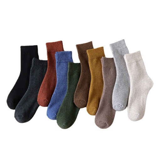 23 men's socks, women's stockings, autumn and winter mid-calf socks, towel socks, warm floor socks, wholesale plus velvet and thickened terry socks