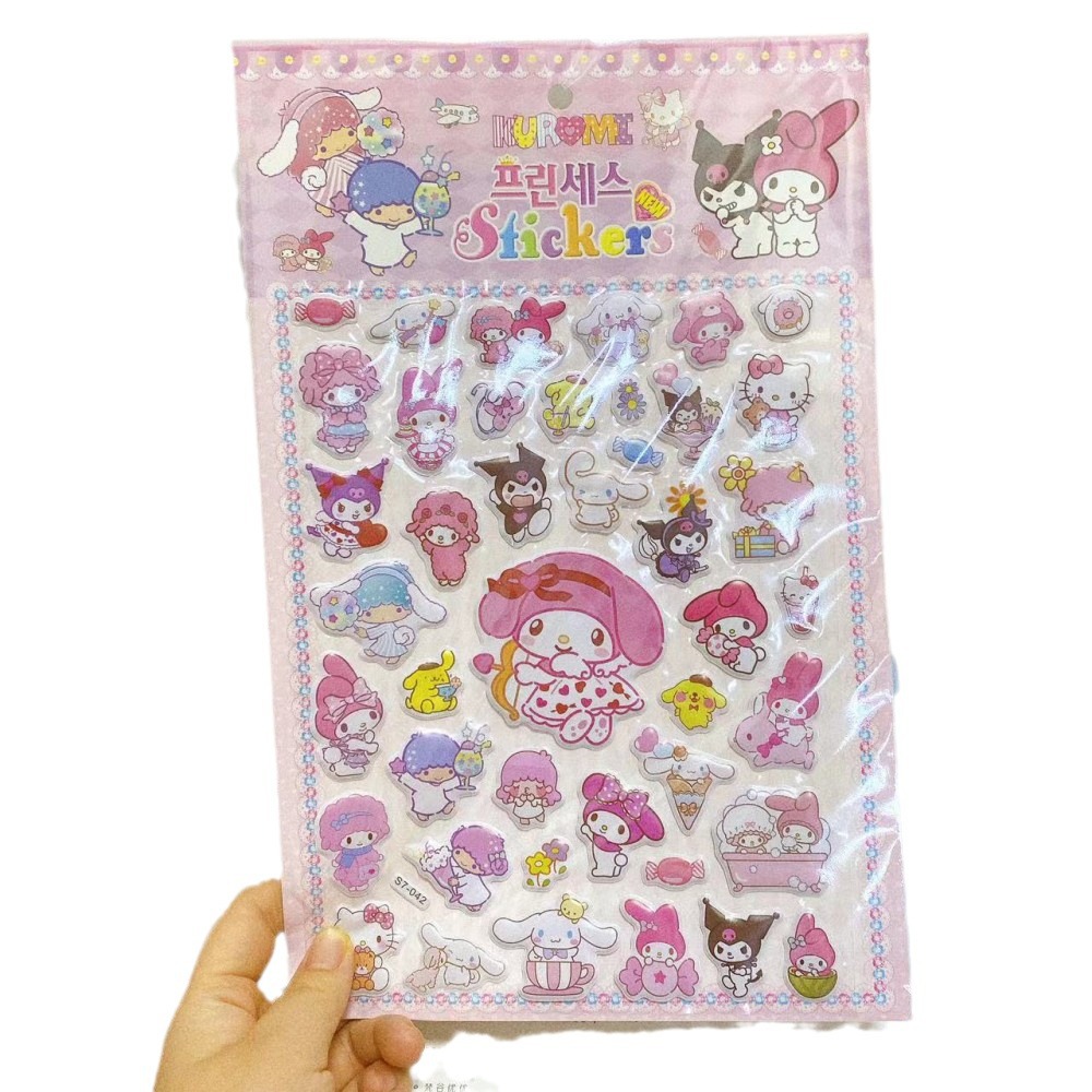 2 yuanes tienda producto grande doble capa tridimensional burbuja pegatinas Internet celebridad transmisión en vivo moda dibujos animados pegatinas de dibujos animados mano cuenta