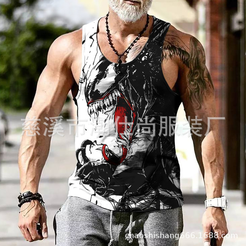 Camiseta sin mangas hombre fitness running verano estilo europeo Venom