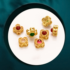 サンドゴールドアクセサリー diy ジュエリーアクセサリー古代ゴールド四つ葉のクローバー象嵌ビーズブレスレットブレスレットルースビーズ織りアクセサリー