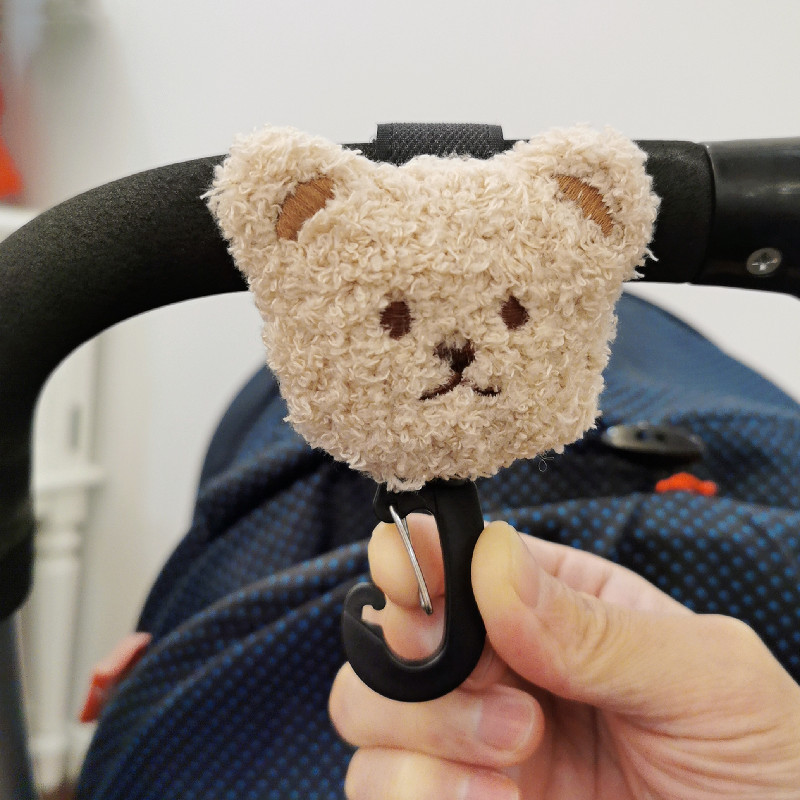 Korean ins style bear head stroller Velcro buckle stroller accessories umbrella stroller stroller walking artifact hook