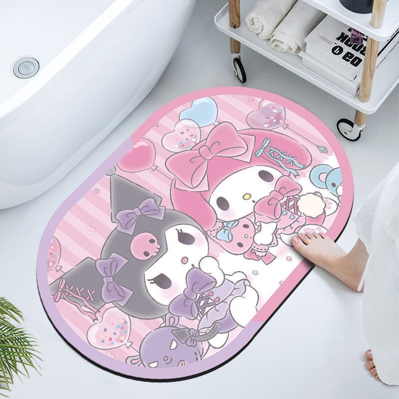 Sanrio bathroom absorbent diatom mud floor mat bathroom door quick-drying stain-resistant non-slip floor mat easy cleaning carpet