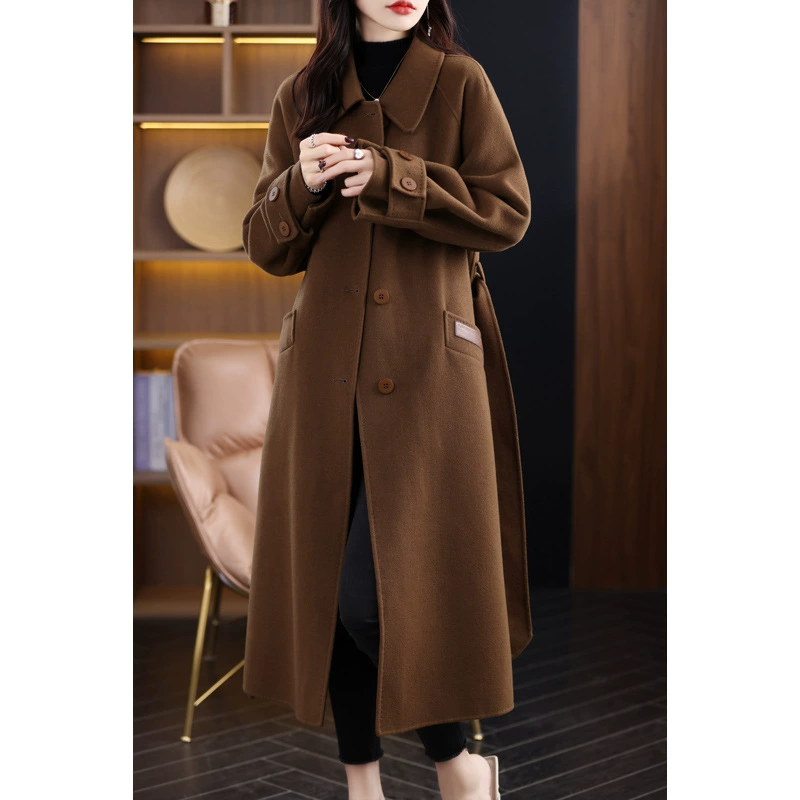 Winter retro double-sided woolen coat, long woolen suit, jacket, 2023 years, western style, mid-length