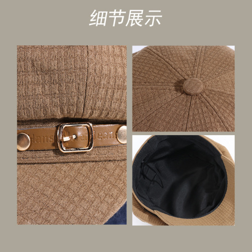 Octagonal hat spring and summer women's Japanese retro all-match painter's hat outdoor face-showing small fashion student beret Korean version trendy