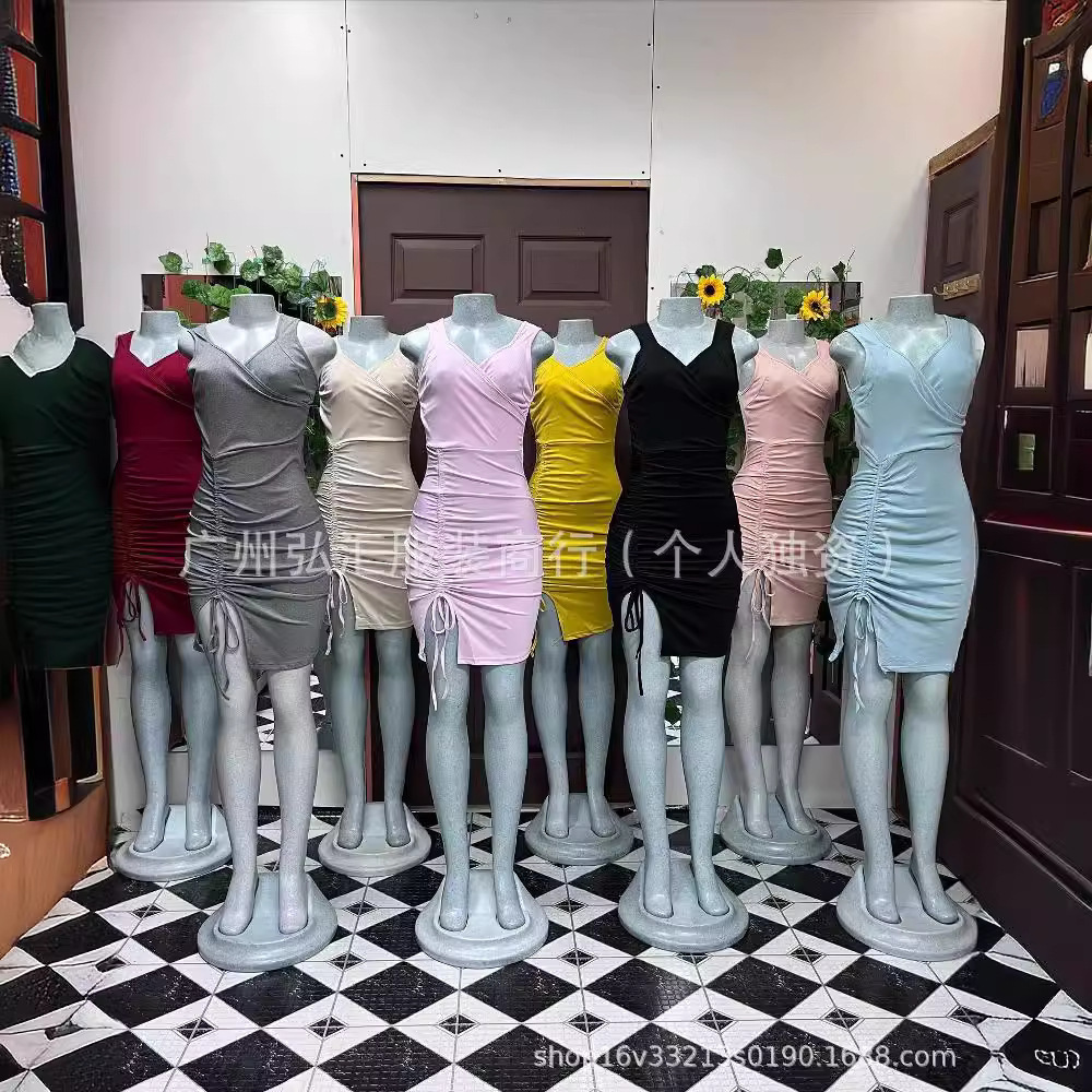 Vestido Ajustado Midi para Mujer de Algodón Sin Mangas Corte Irregular