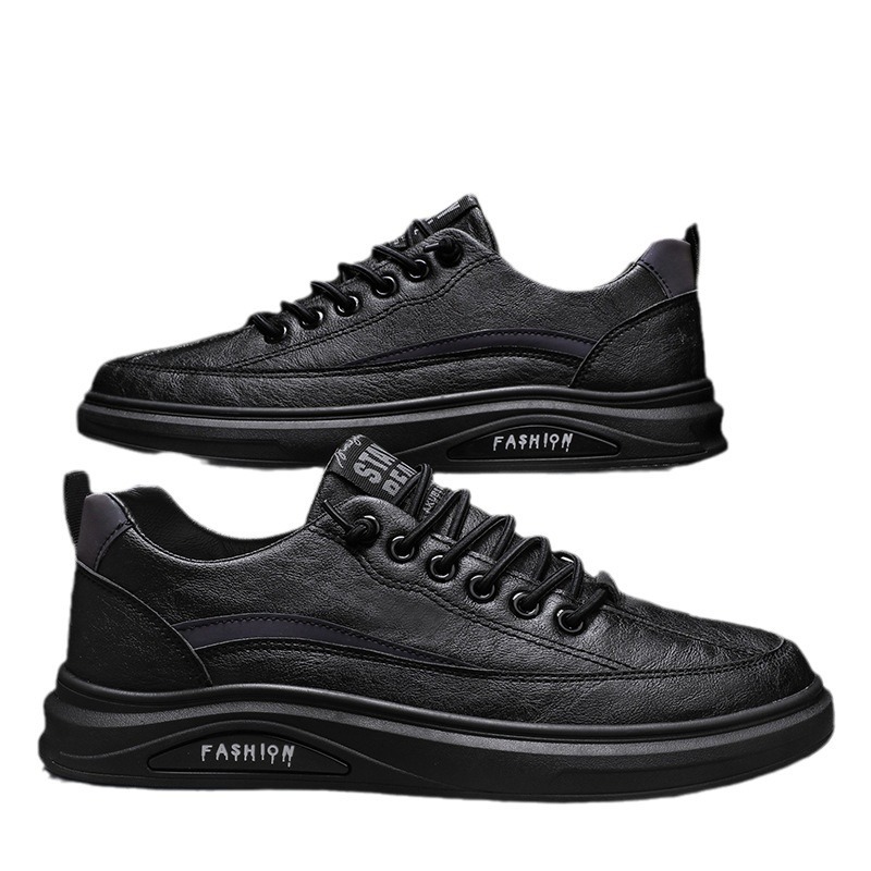 Zapatos de hombre para primavera, verano y otoño, nuevo estilo, transpirables, cómodos, a la moda, zapatos de cuero negro versátiles y modernos para hombre, zapatos informales, 2024