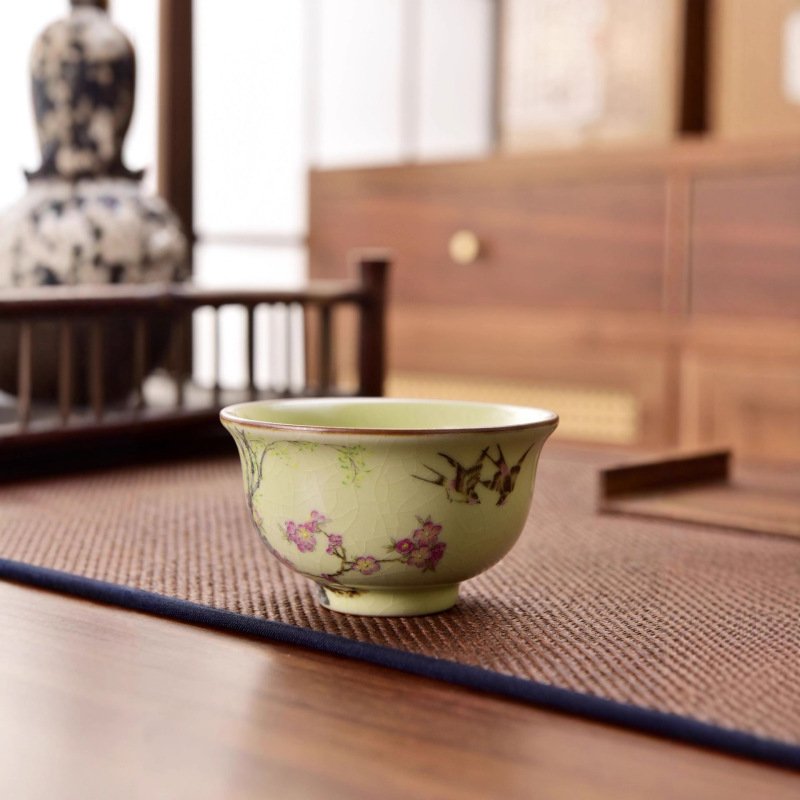 汝窑茶杯珐琅彩品茗杯泡茶杯开片主人杯客杯个人杯陶瓷纪念伴手礼|undefined