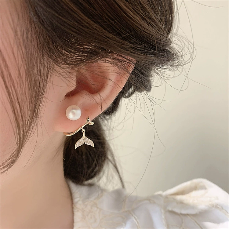 Серебряный штифт, элегантные серьги с жемчугом, серебро 925, корейский стиль, инкрустация стразами