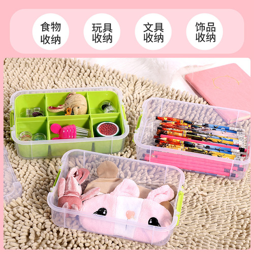 Building Block Sorting Children's Toy Storage Box Small Particles Divided Transparent Three-Layer Handheld LEGO Box Organizing Cabinet