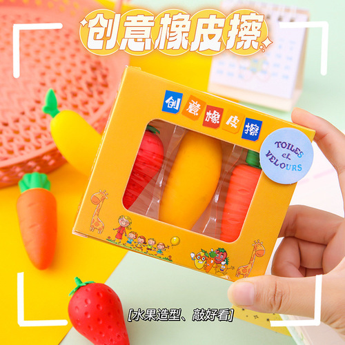 Creative internet celebrity student fruit eraser children's large exam art painting eraser error correction pencil eraser wholesale