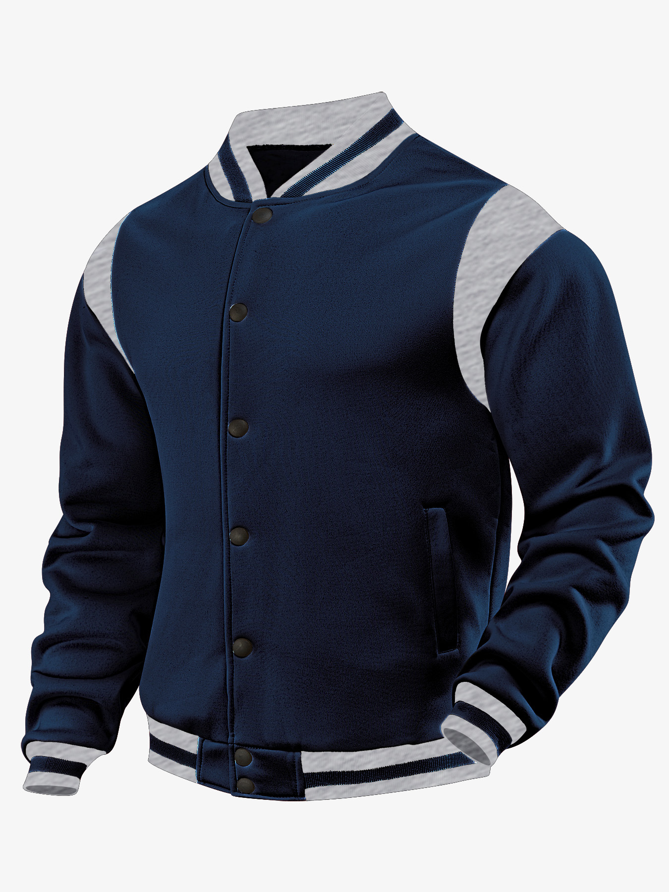 Herren Fleecejacke Mit Patchwork Im Lässigen Sportstil_voghion.com