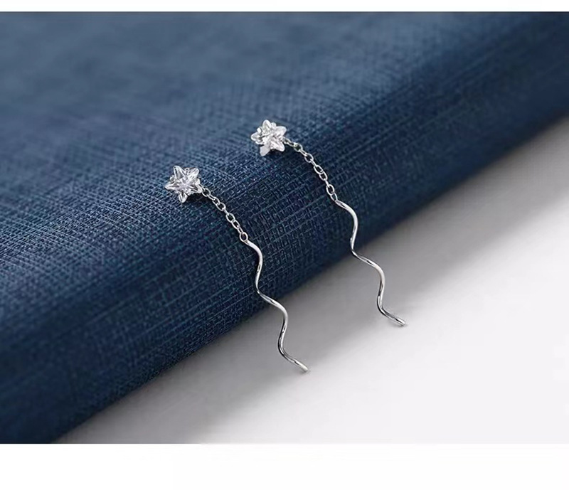 Holiday, Daily Occasion 1 Pair 925 Sterling Silver Pentagram Star Earrings Ear Line Ear Studs