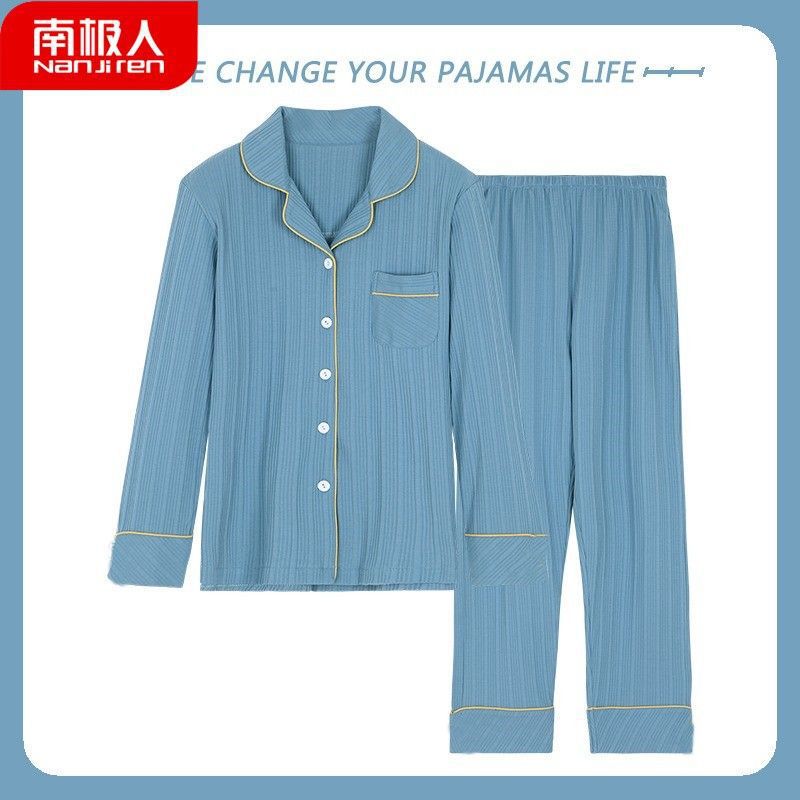 2023 nuevas pijamas de otoño las mujeres manga larga 100% algodón delgada cardigan hogar dos piezas primavera y otoño traje