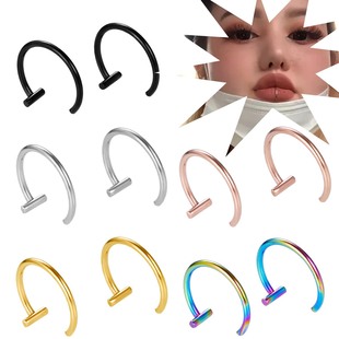 Stainless steel C lip ring without hole fake lip nail hip hop puncture jewelry cross-border Wish/Amazon manufacturers spot supply