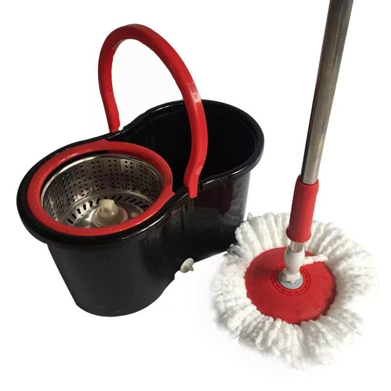 Trapeador giratorio transfronterizo de doble accionamiento, trapeador de lavado a mano sin correa, deshidratación de barril, limpieza de pisos domésticos, trapeador giratorio