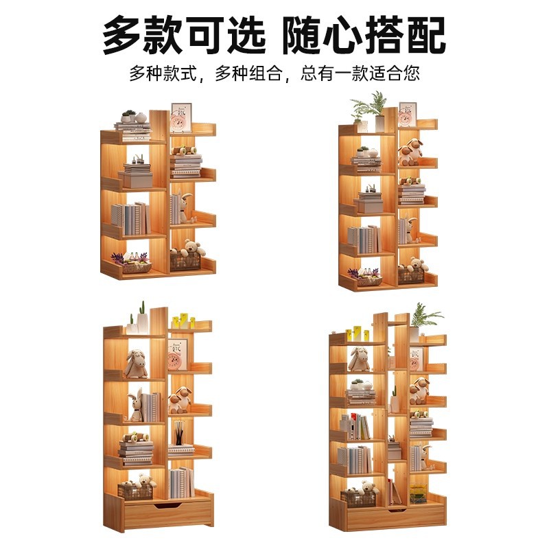 Estante de libro de piso integrado contra la pared esquina simple sala de estar de almacenamiento doméstico de estudiantes armario de pared librería