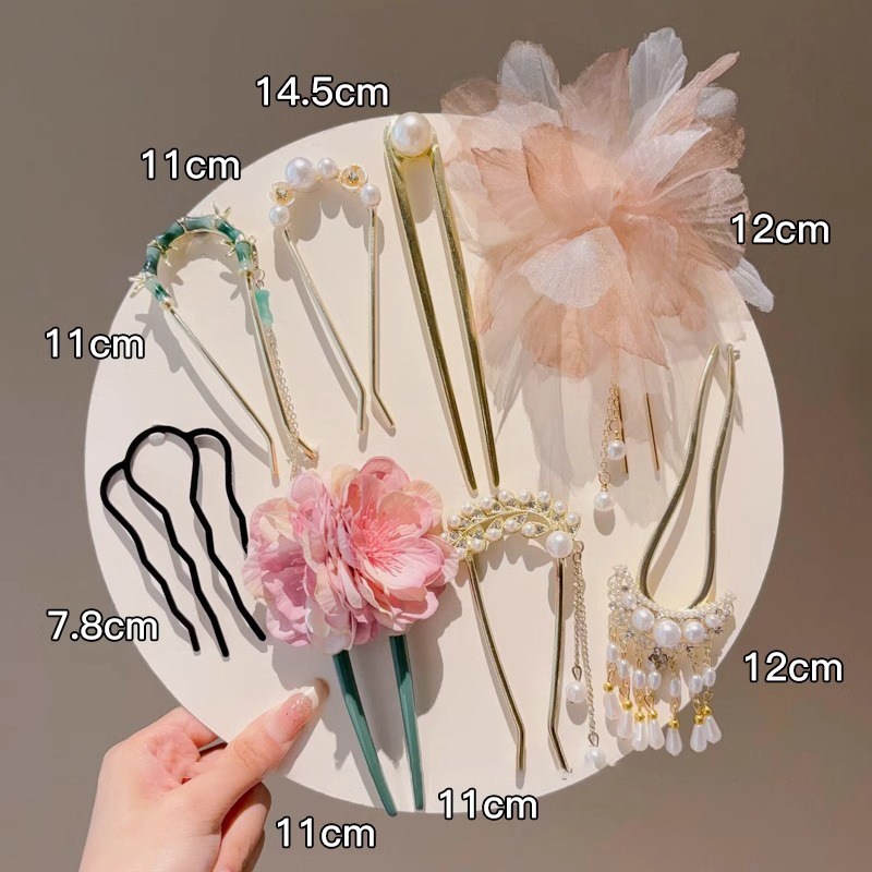 Nuevo estilo chino súper hada gasa flor perla borla horquilla suave estilo étnico retro cabello de placa horquilla accesorios para el cabello tocado