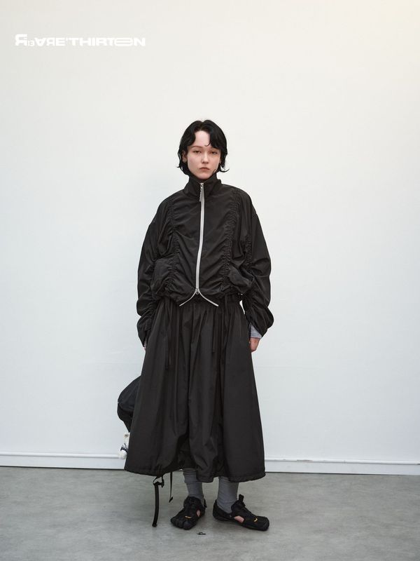十三行R13褶皱抽绳拉链外套+抽绳下摆半身裙25AW|undefined