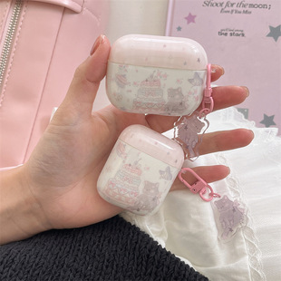 Cute Cake Cat AirpodsPro2 Корпус наушников для Apple 1/2/3/4 поколения беспроводной Bluetooth чехол