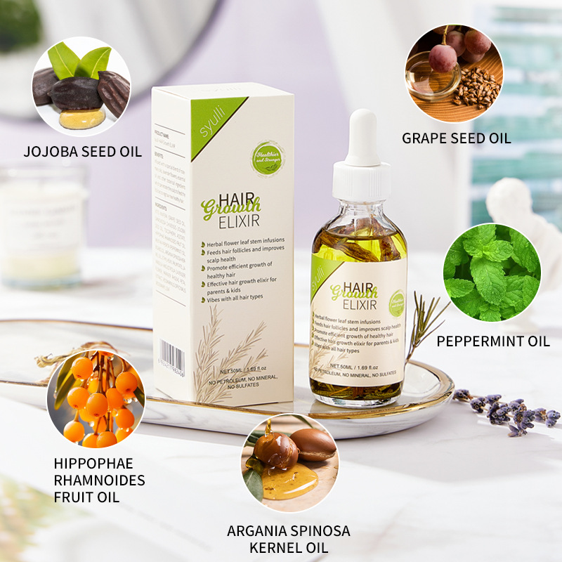 Cross-Border Herbal Hair Oil Rosemary Anti-Hair Loss Anti-Breakage Scalp Massage Oil Thickening Hair Care Essential Oil Hairline