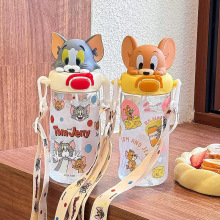 猫和老鼠卡通水杯儿童学生高颜值吸管杯耐高温上学tritan杯子夏季