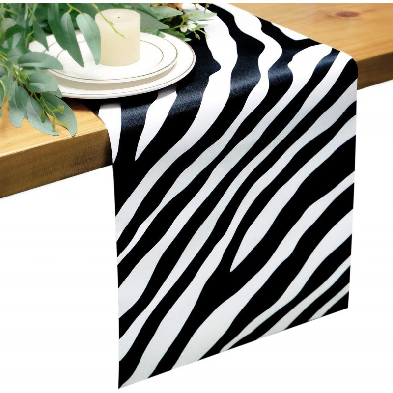 Bandera de mesa de rayas geométricas de lino de Amazon moderna y simple mantel a cuadros en blanco y negro almohadilla de mesa para el hogar image 14