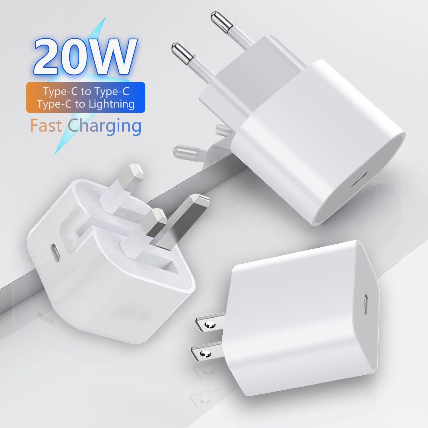 PD20W fast charger Type-C interface European and American British gauge speed adapter is suitable for Apple 13 charging head Xs