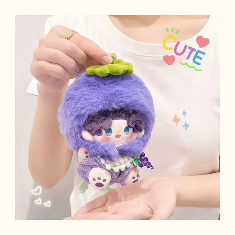 自虐的なクマと同じスタイルのかわいいメロンのヘッドギア 10cm 人形は超かわいいぬいぐるみフルーツベビー服を着ることができます|undefined