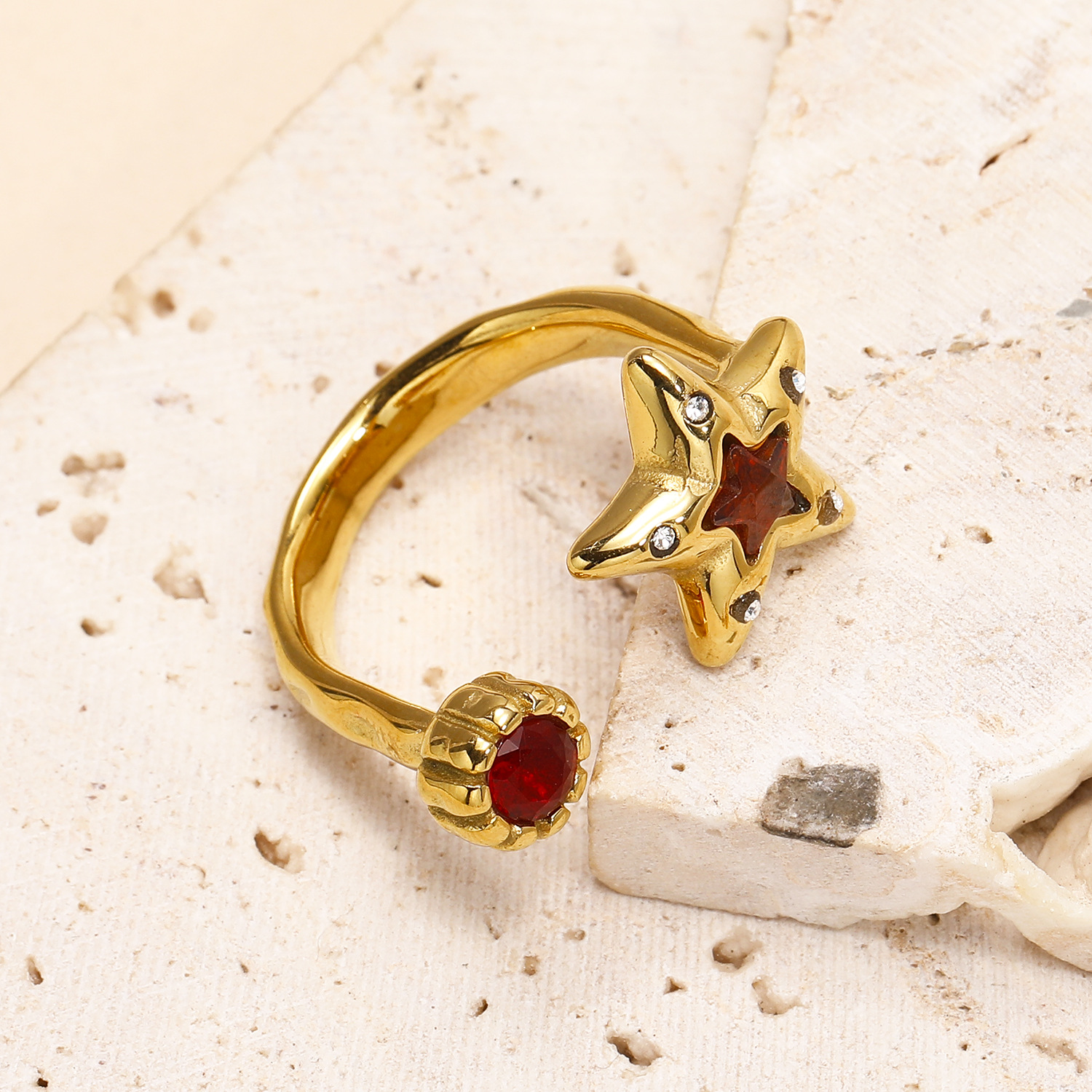12g Weight Real Gold Plated Plating Material Open Rings Classification One Size Ring Size 1 Piece Quantity Daily Occasion 304 Stainless Steel Material Star Pattern Women's Gender Simple Style Style Waterproof Non Tarnish Craft Real Gold Plated Star 304 Stainless Steel Simple Style Waterproof Non Tarnish Open Rings 3