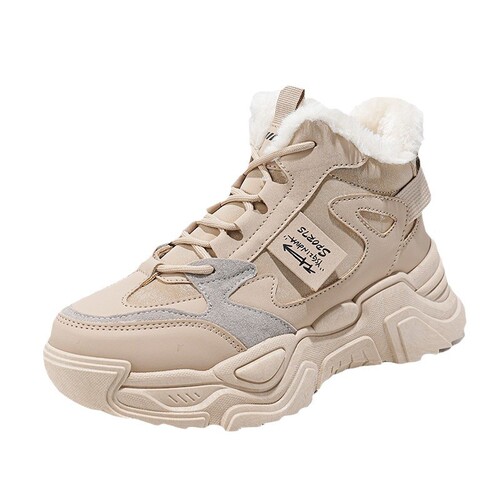 High-top shoes for women, new autumn/winter cotton shoes, Korean-style versatile dad-style sports and casual shoes with fleece lining, model 819-5.