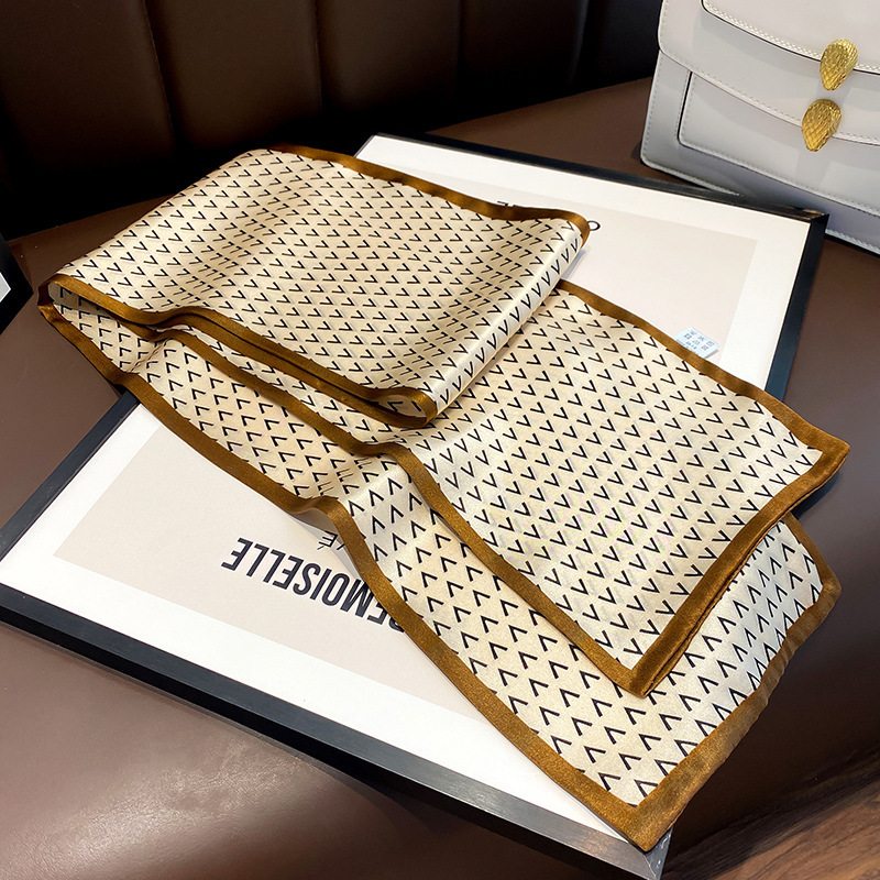 Hangzhou bufandas de seda verde azul estilo nacional morera seda flotante mujer primavera y otoño con bufandas de seda de doble capa 150 * 15cm bufandas