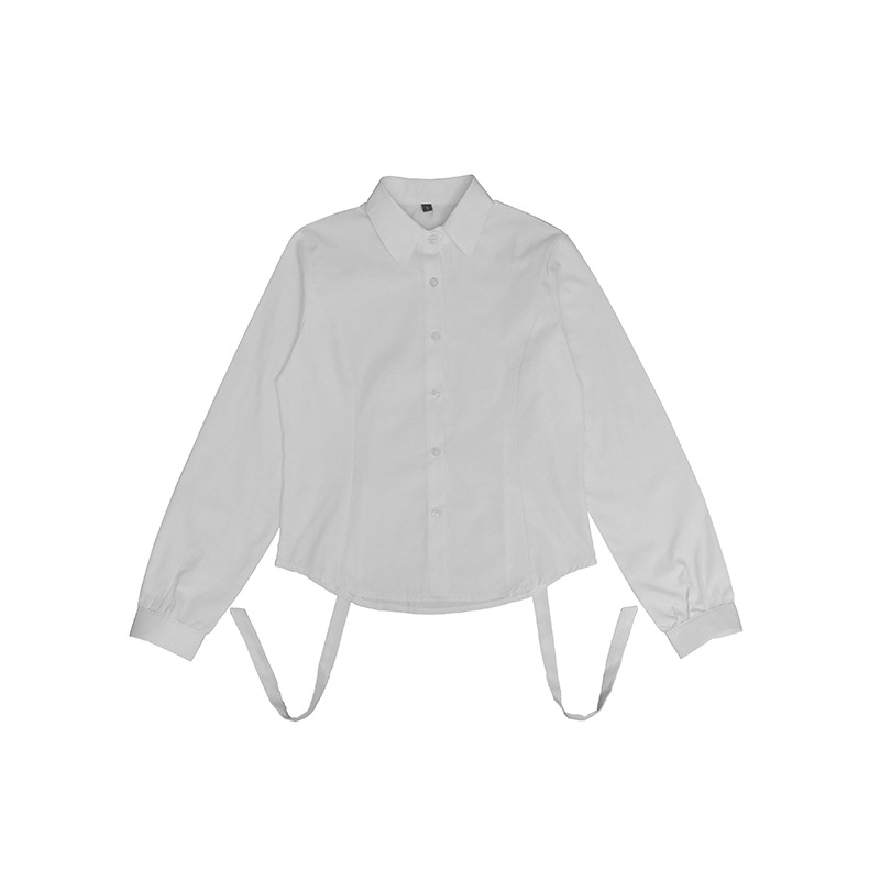 JK Uniform Waistline Short-sleeved Shirt College Style Spice Girls All-match Puff Sleeve White Shirt Design Sense Slim Top