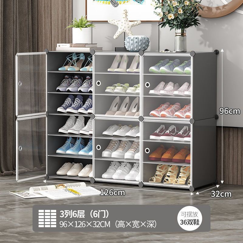 Estante de zapatos simple puerta doméstica multicapa de almacenamiento a prueba de polvo interior nuevo tipo 2026 alquiler transparente gabinete de zapatos de plástico