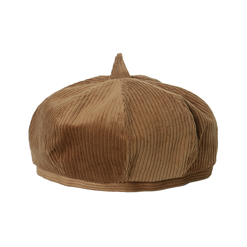 Béret en velours côtelé pour femmes en automne et en hiver, nouvelle casquette de journal de peintre britannique chaude et polyvalente pour enfants,_voghion.com