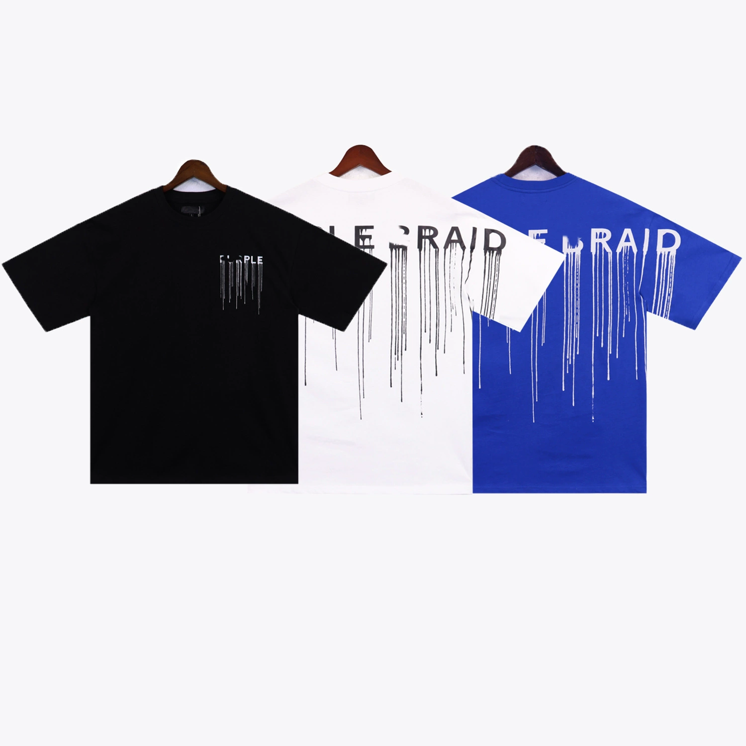 Трансграничная приливная футболка Purple буквы брызги чернил граффити эффект принт мужской короткий рукав летняя модная повседневная топ