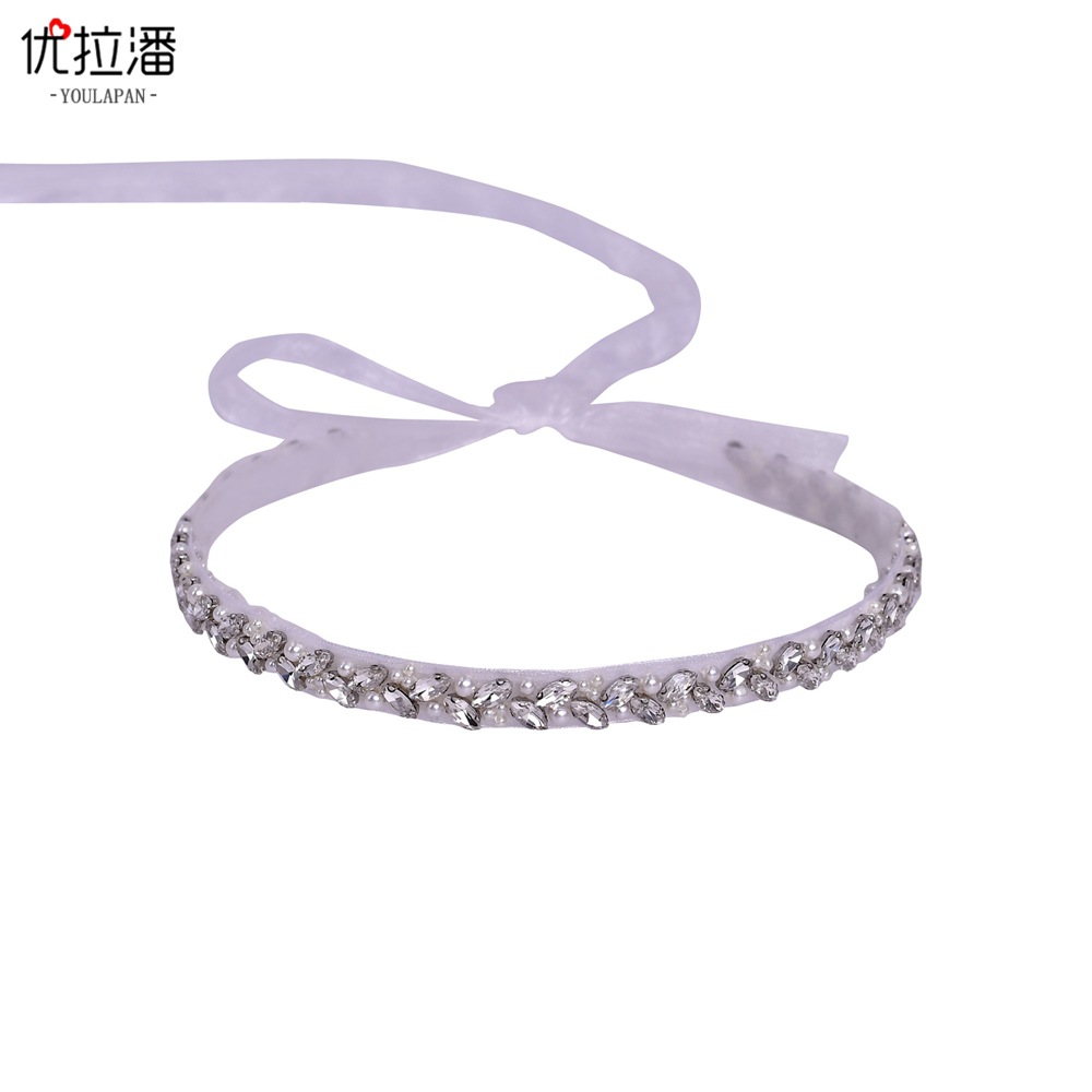 Youlapan cinturón nupcial de las mujeres vestido boda decorativo ropa lujo rhinestone perla plata cintura sello decoración S383