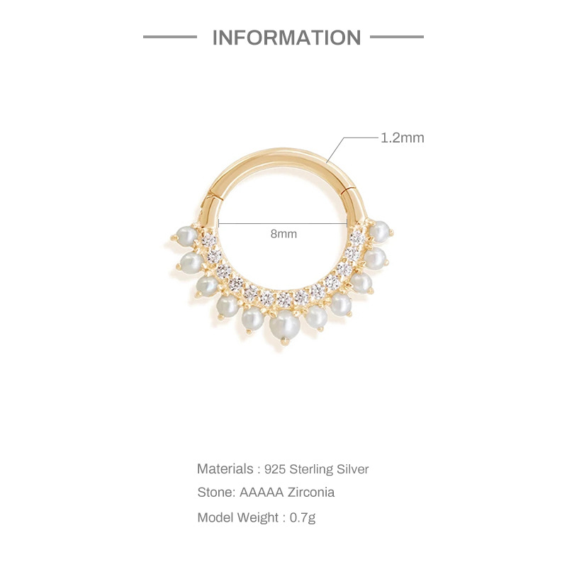 1 Piece Quantity 1 Piece Ear Cartilage Rings & Studs Fashion Geometric 925 Sterling Silver Zircon