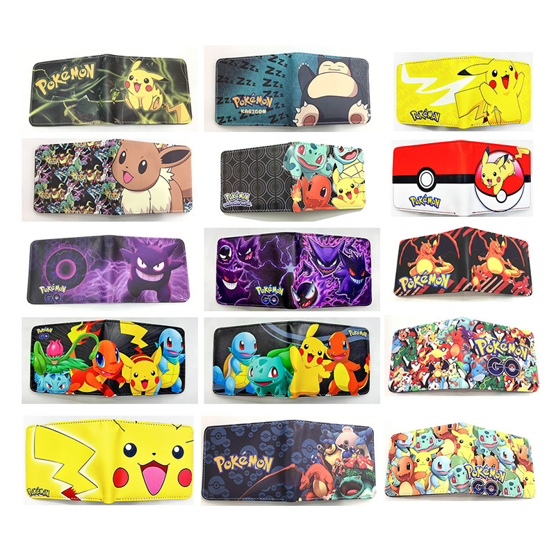 Pokémon Peripheral Short Folding Wallet Pokémon Eevee Charmander Cartoon Pu Cartoon Wallet