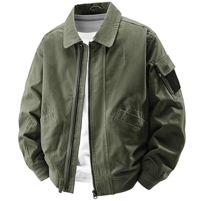 Spring 2025 new jacket with a turn-down collar, washed vintage herringbone short coat, unisex, youthful and trendy, washed finish