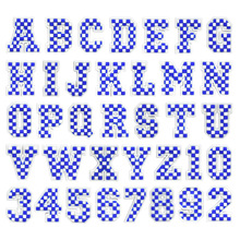 蓝色马赛克字母diy饰品配件小号 PVC软胶平面贴片手机壳装饰批发