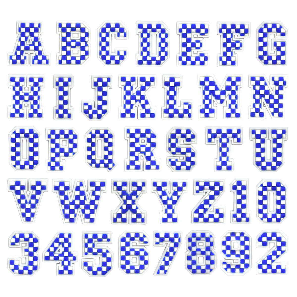 蓝色马赛克字母diy饰品配件小号 PVC软胶平面贴片手机壳装饰批发