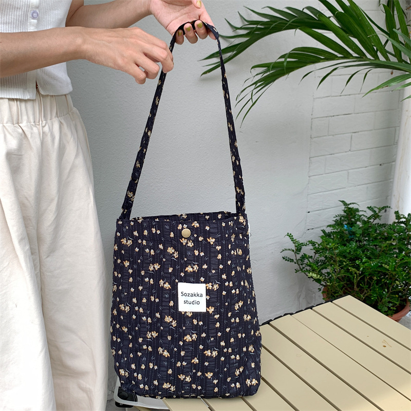 36251 Vintage floral canvas cosmetic bag, large-capacity handbag, women's single-shoulder crossbody bag, tote bag, underarm bag undefined