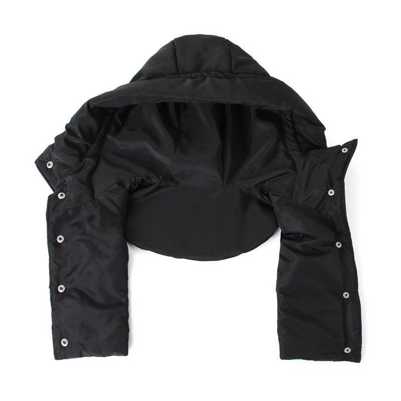 Cross-border European and American style new down cotton one-piece hat with hidden buttons, pullover hat, new fashionable zipper cold-proof hat