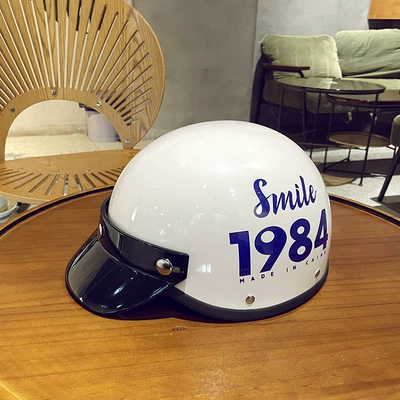 Factory Outlet Trendy Brand Retro Harley Electric Motorcycle Helmet Personalized Summer 3C Helmet Sunscreen for Men and Women (Motosiklet kaskı (dəbilqə)) - 3c-blue-1984-helmet-brim-one-size-fits-all-55-62-head-circumference-adjustable