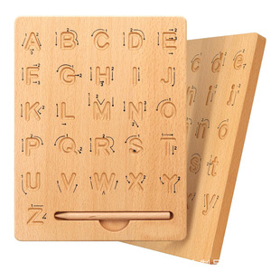 Wooden Alphabet Practice Board, Double-sided Alphabet Practice Board ABC Learning Educational Toys Wooden Calligraphy Board for Kids