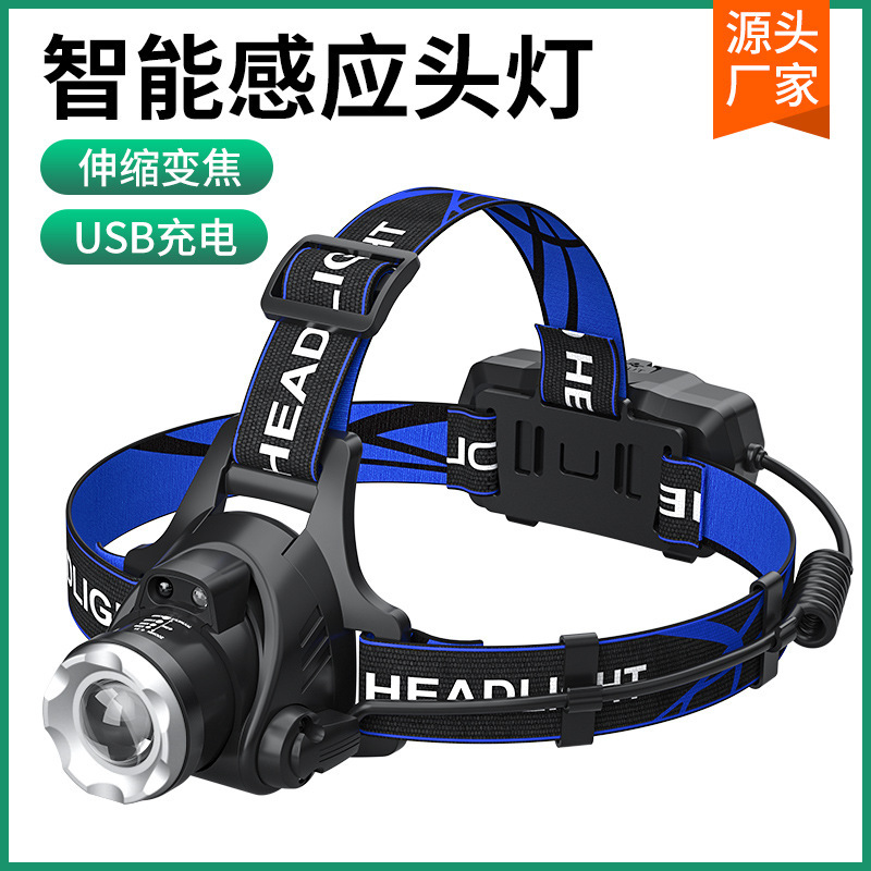 T6伸縮ズームUSB充電式屋外長時間使用可能釣りキャンプ用ヘッドマウントLED強力ライトヘッドランプ|undefined