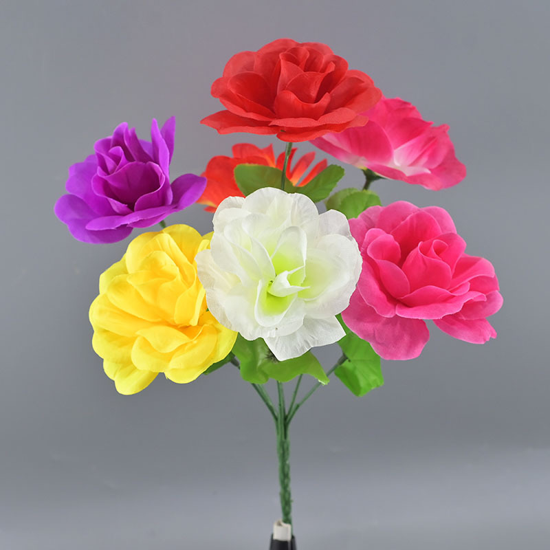 Fuente de fabricación mayorista simulación de gran precio simulación de siete meses de decoración de flores falsas flores de seda falsificadas ramo
